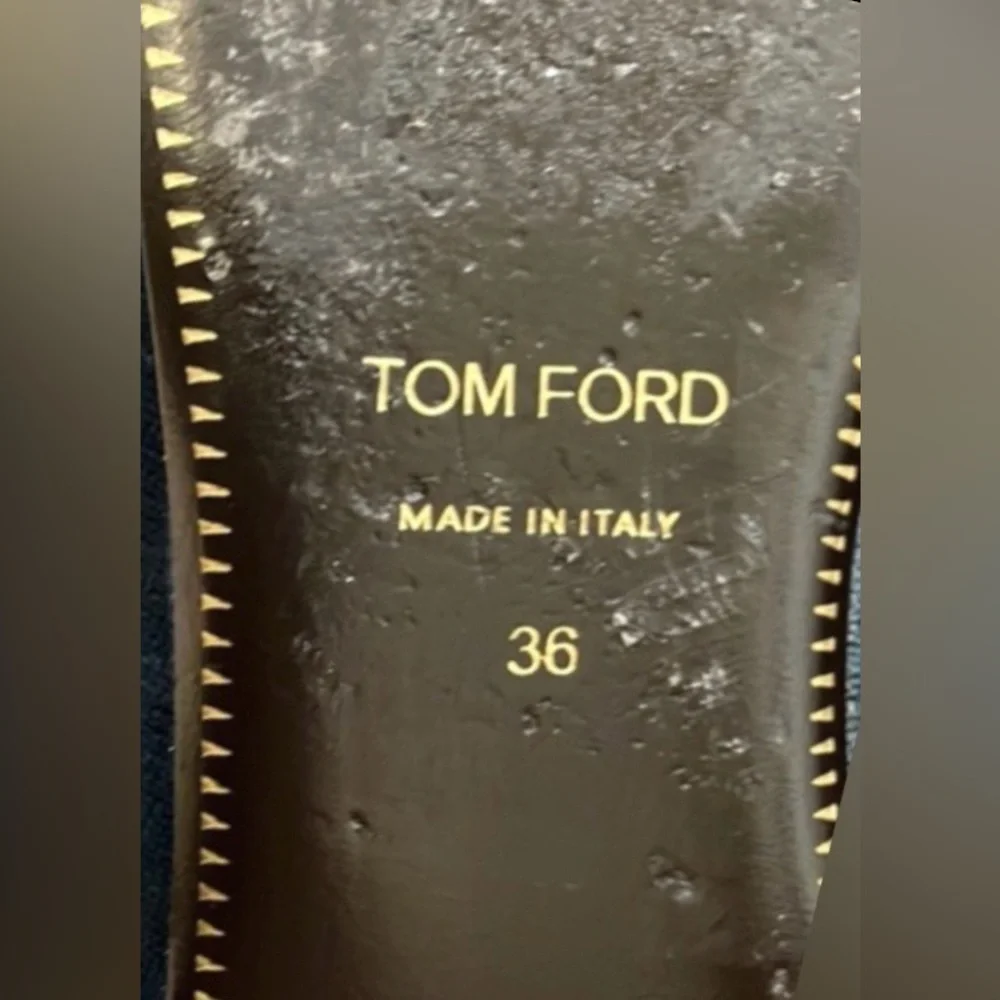 Tom Ford Velvet Bow Tie Flats Quilted Footbed Teal Blue EU /IT Size 36 = US  6.0